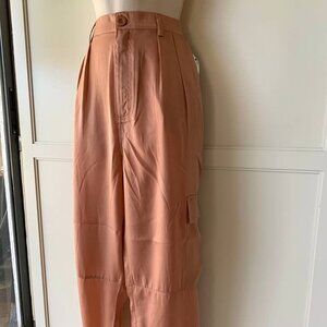 Women's Satin Cargo Pants "And Now This"- Rust